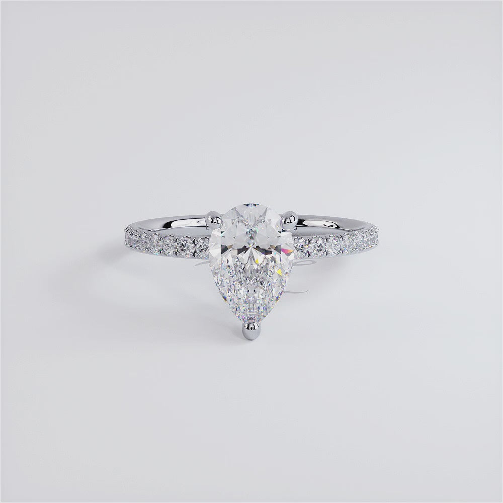 1.5 Carat Pear Shape Petite Micropavé Wire Basket