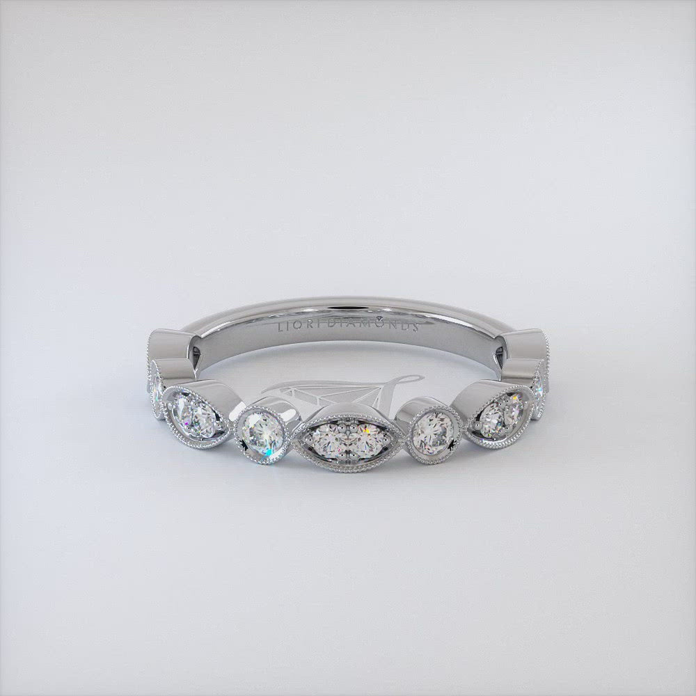 0.40ctw Art Deco Design Wedding Anniversary Band 18k White Gold Vintage Style