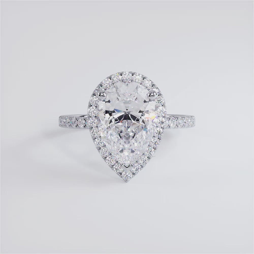 3 Carat Pear Shape Halo Petite Micropavé Gallery
