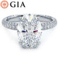 4.95ctw GIA Certified F-VS1 Oval Cut Trio Micropavé Lab Grown Diamond Engagement Ring set in 18k White Gold