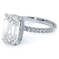 4.83ctw GIA Certified F-VS1 Emerald Cut Under Halo Petite Micropavé Lab Grown Diamond Engagement Ring set in Platinum
