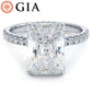 4.61ctw GIA Certified F-VVS2 Radiant Cut Under Halo Petite Micropavé Lab Grown Diamond Engagement Ring set in Platinum