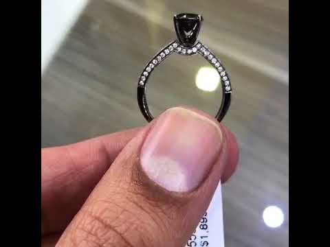 BDR-188 - 1.66 Carat Certified Natural Black Diamond Engagement Ring 14k black Gold