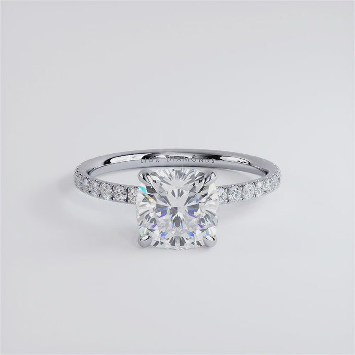 1.5 Carat Cushion Cut Wire Basket Petite Micropavé