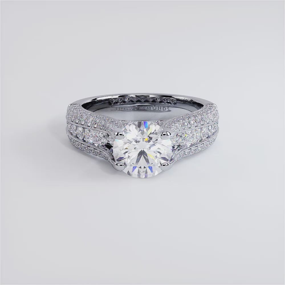 1.5 Carat Round Brilliant Micropavé Split Shank High Cathedral