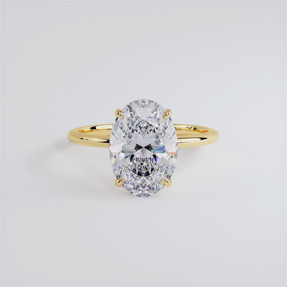 4 Carat Oval Cut Petite Wire Basket Solitaire