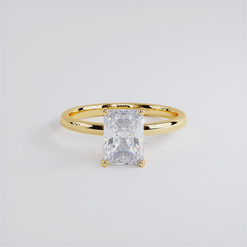 1.5 Carat Radiant Cut Petite Wire Basket Solitaire
