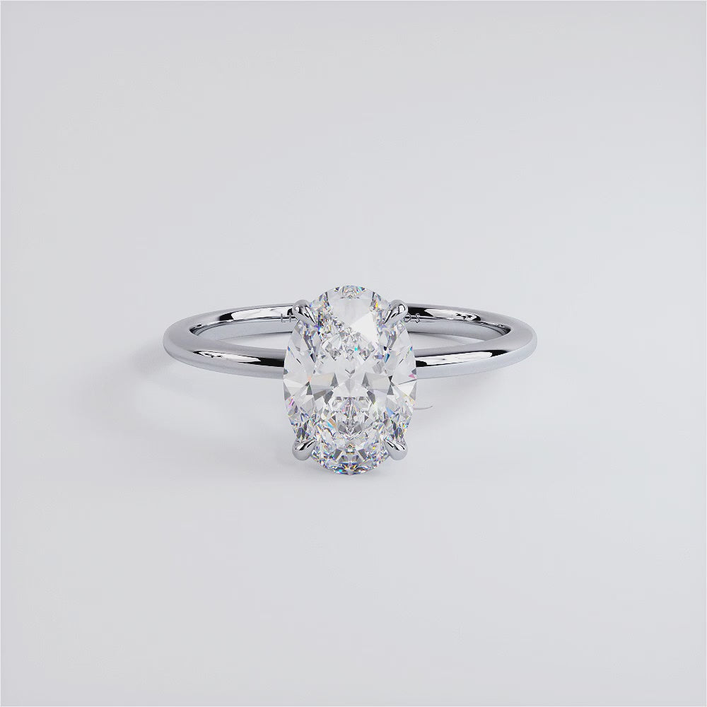 2 Carat Oval Cut Petite Wire Basket Solitaire