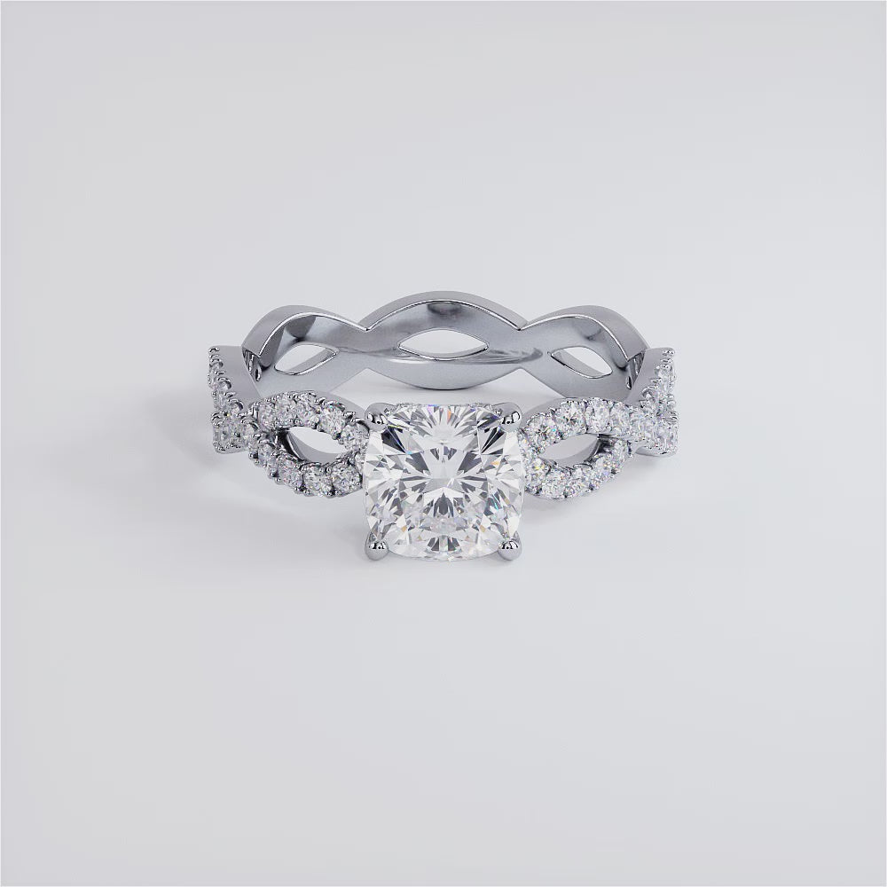 1 Carat Cushion Cut Infinity Twist Micropavé