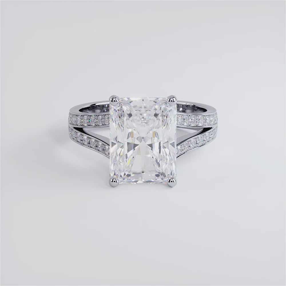 5 Carat Radiant Cut Micropavé Split Shank