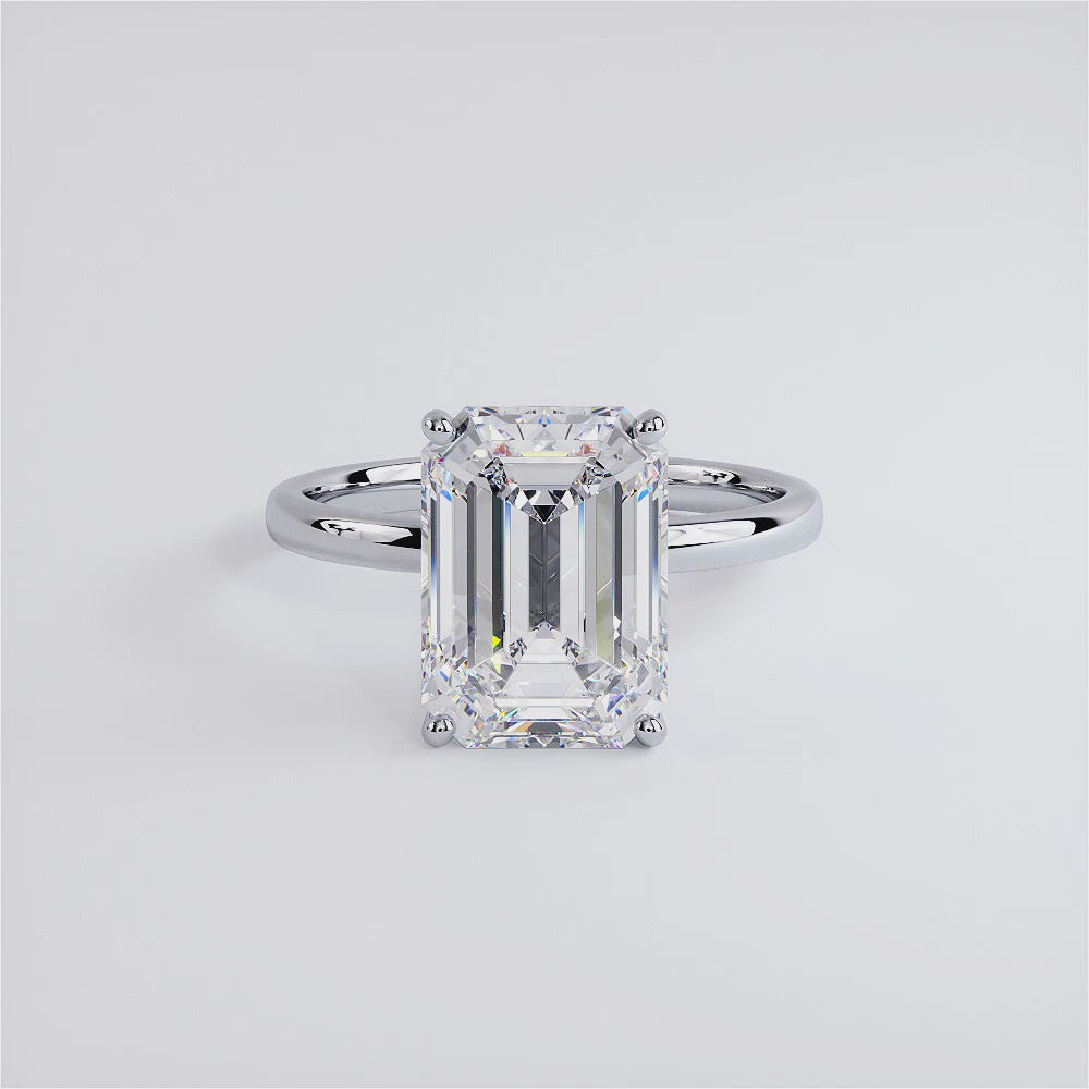 4 Carat Emerald Cut Petite Wire Basket Solitaire