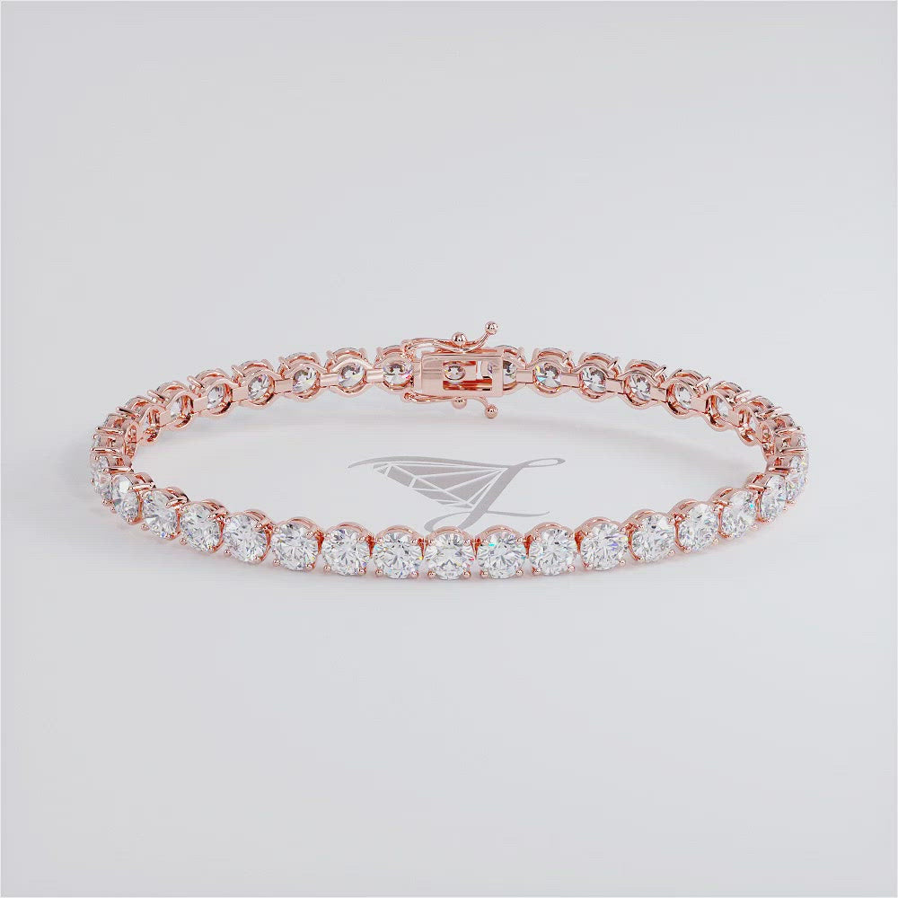 12ctw Round Brilliant Diamond Tennis Bracelet set in 14k Rose Gold