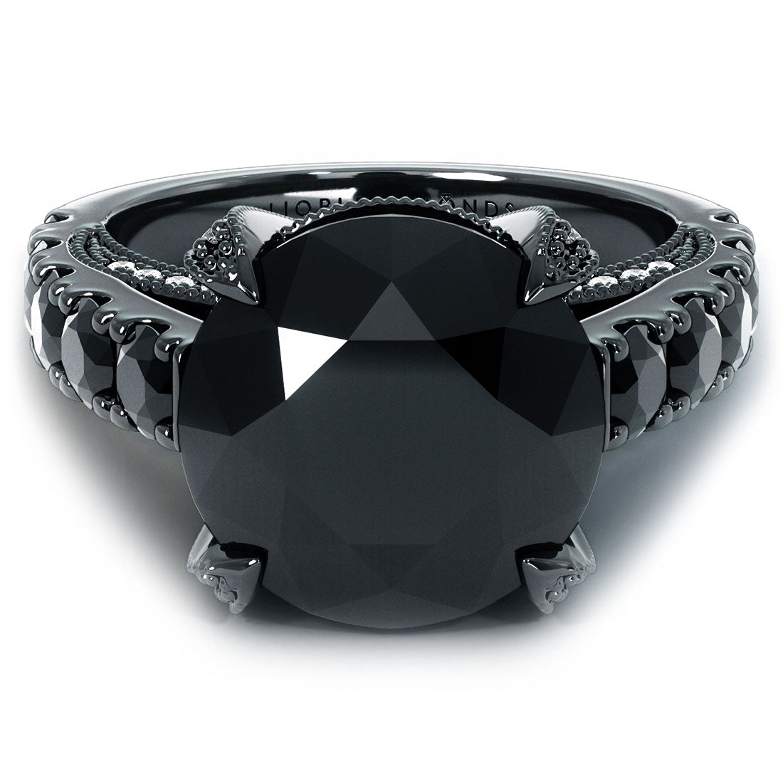 7.05 Carat Certified Natural Black Diamond Engagement Ring 14k Black Gold
