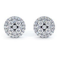 1.00ctw Diamonds Cluster Stud Earrings 14k White Gold