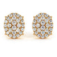 1.05ctw Diamonds Cluster Stud Earrings 14k Yellow Gold