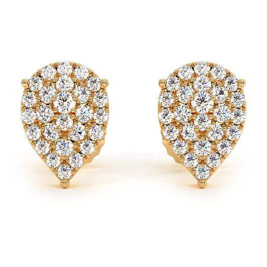 1.00ctw Diamonds Cluster Stud Earrings 14k Yellow Gold