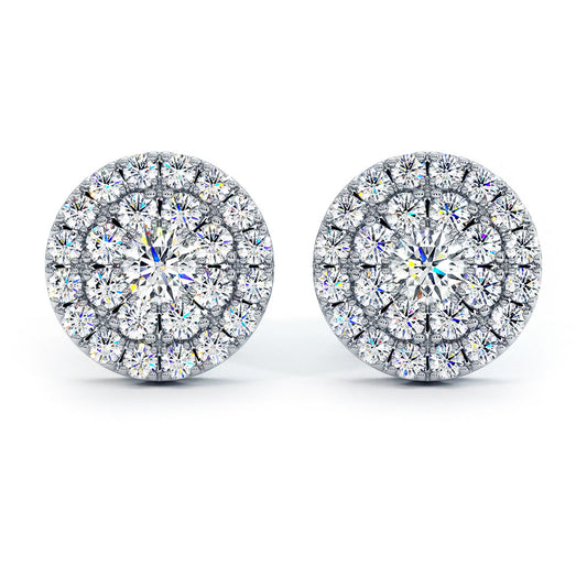 1.25ctw Diamonds Cluster Stud Earrings 14k White Gold