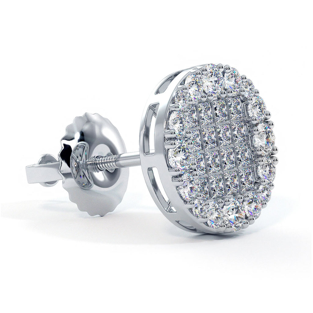 Lab Created Diamond Stud Earrings, 1.54 DEW Round Brilliant Cut Eco  Friendly Diamond Halo Wedding Earrings