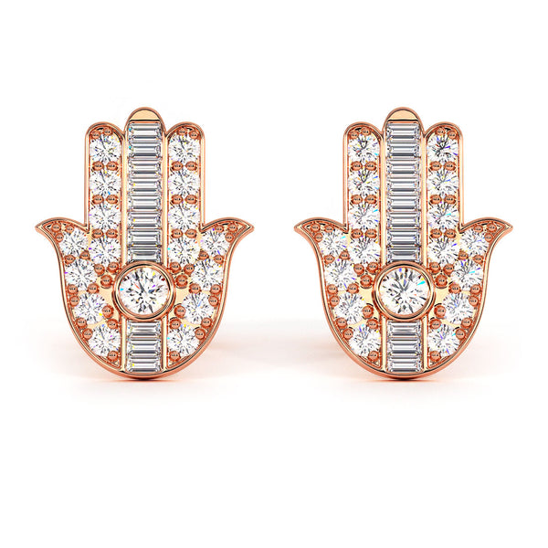 0.75ctw Diamonds Hamsa Stud Earrings 14k Rose Gold
