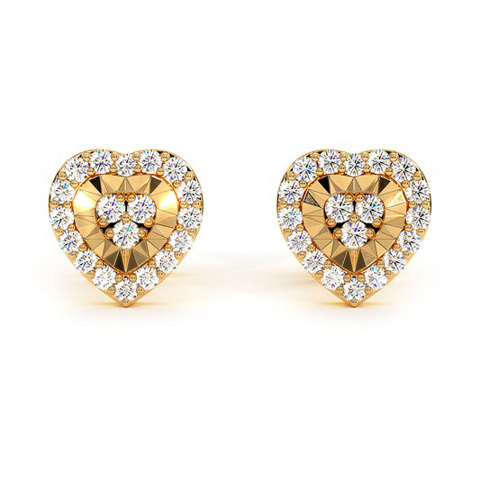 0.45ctw Diamonds Heart Stud Earrings 14k Yellow Gold