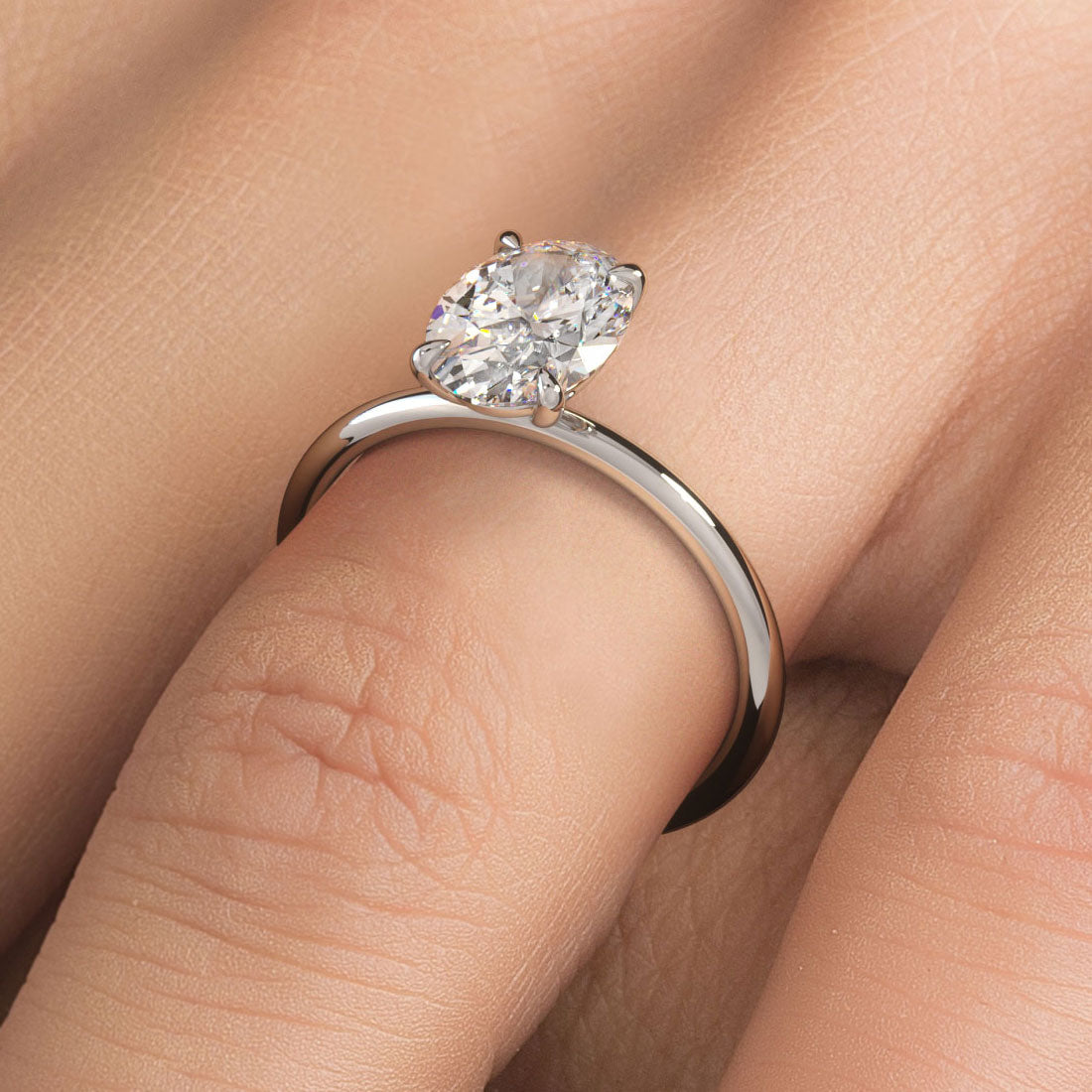 2 Carat Oval Cut Petite Wire Basket Solitaire