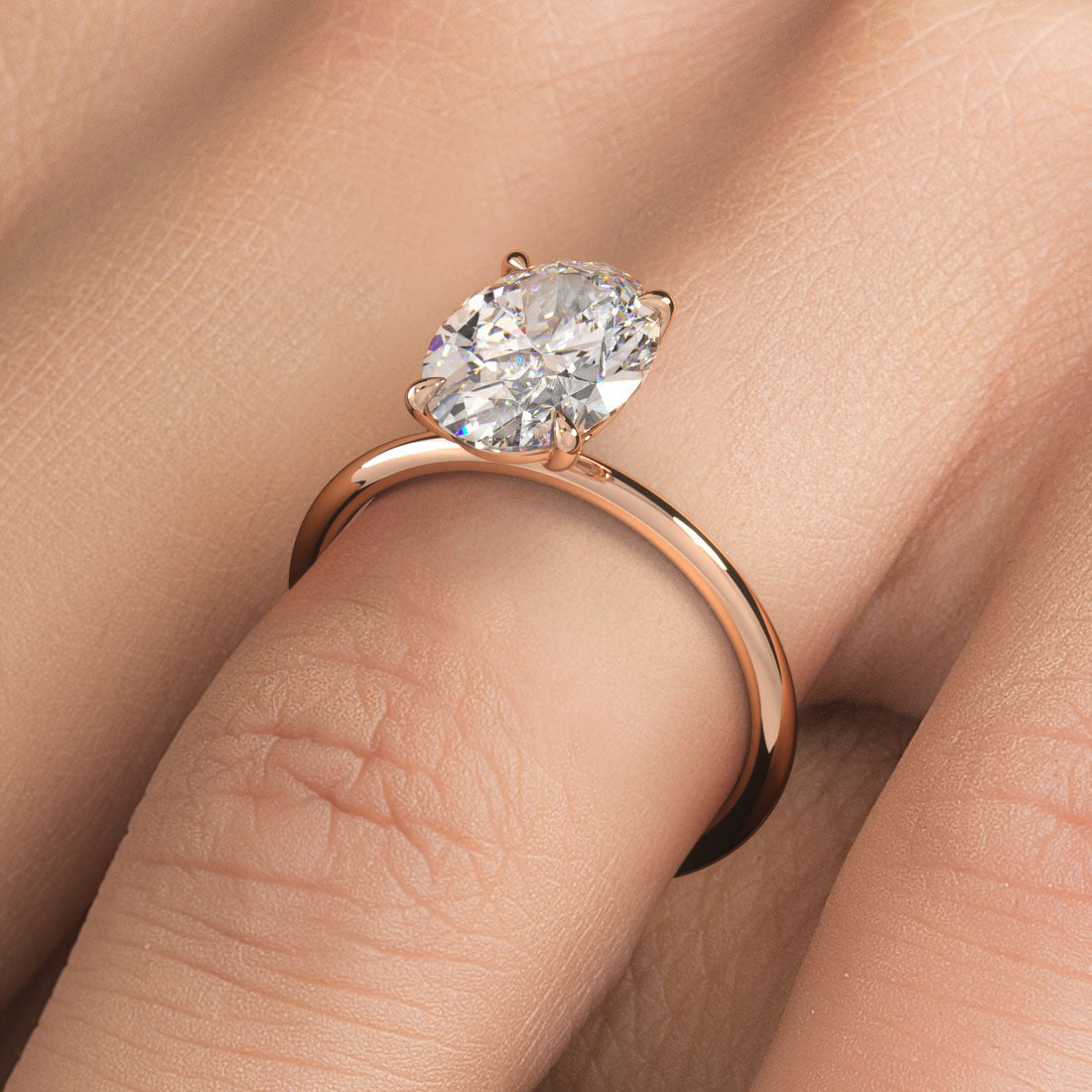 3 Carat Oval Cut Petite Wire Basket Solitaire