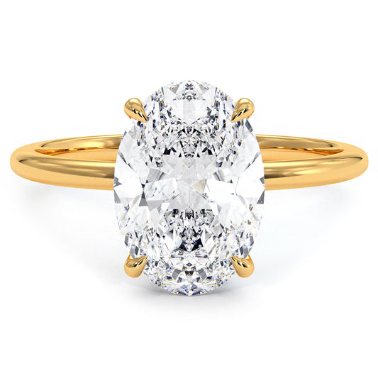 3 Carat Oval Cut Petite Wire Basket Solitaire