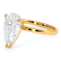 2.71ct GIA Certified Pear Shape Petite Wire Basket Solitaire Lab Grown Diamond Engagement Ring set in 14k Yellow Gold