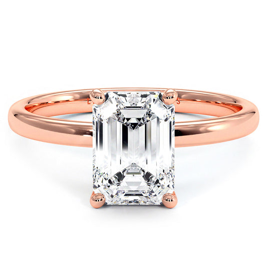 1.5 Carat Emerald Cut Petite Wire Basket Solitaire