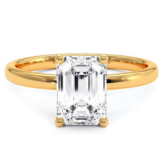 1.5 Carat Emerald Cut Petite Wire Basket Solitaire