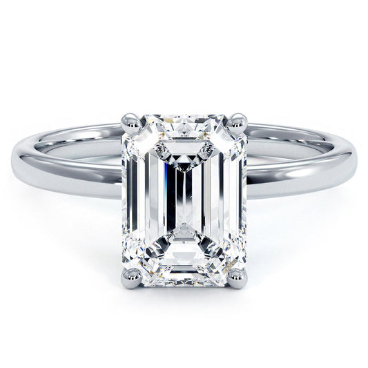 2 Carat Emerald Cut Petite Wire Basket Solitaire