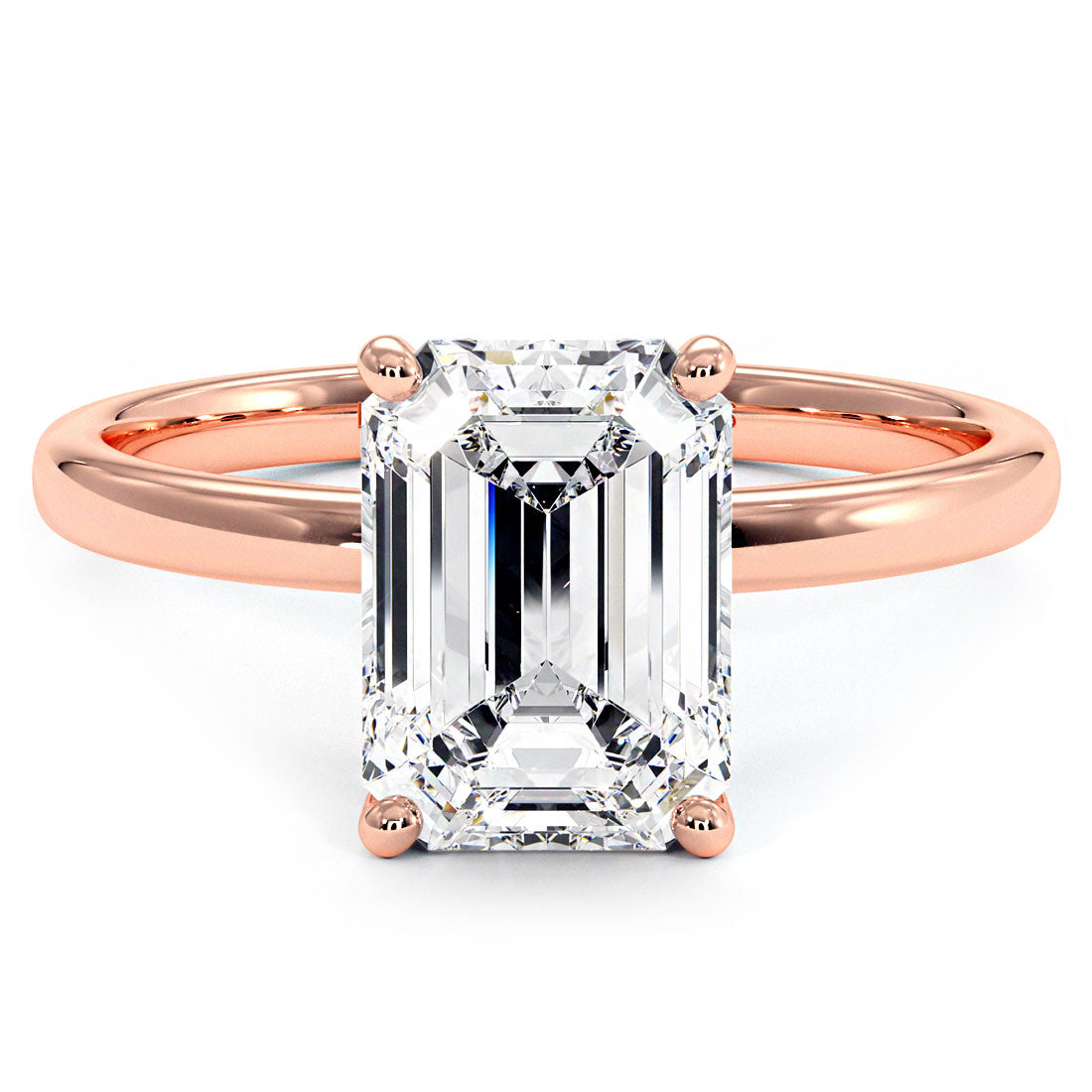 2 Carat Emerald Cut Petite Wire Basket Solitaire