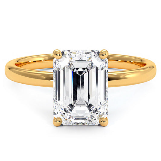 2 Carat Emerald Cut Petite Wire Basket Solitaire