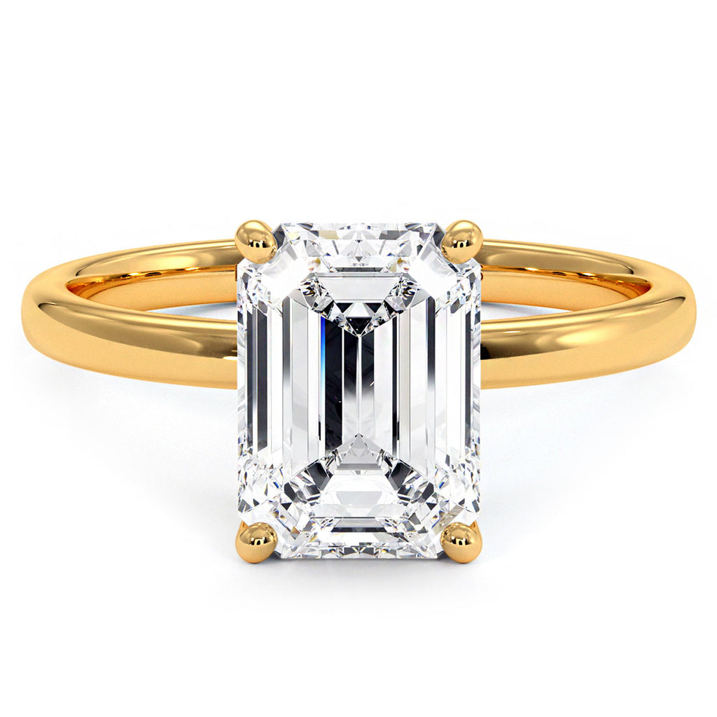 2 Carat Emerald Cut Petite Wire Basket Solitaire