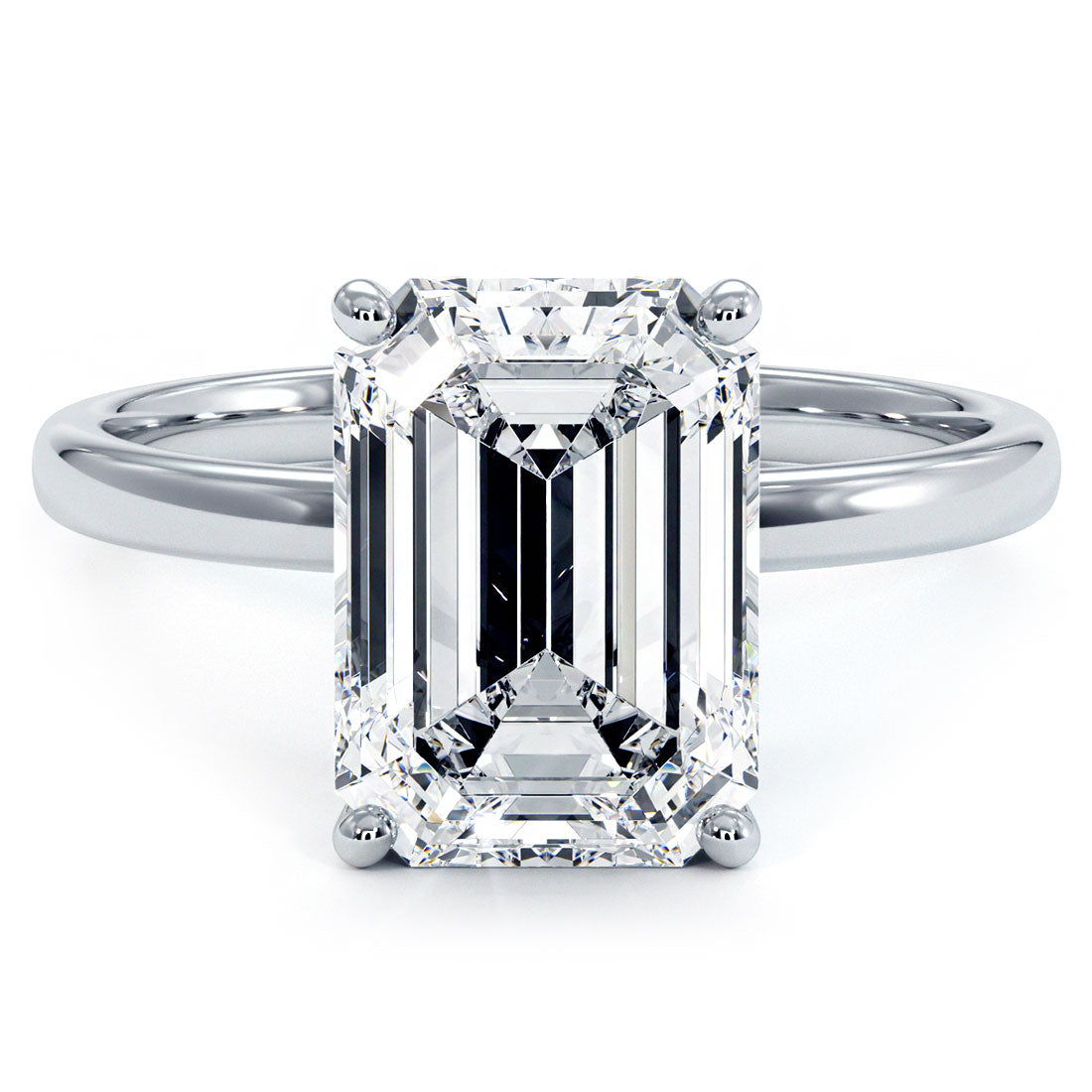 3 Carat Emerald Cut Petite Wire Basket Solitaire