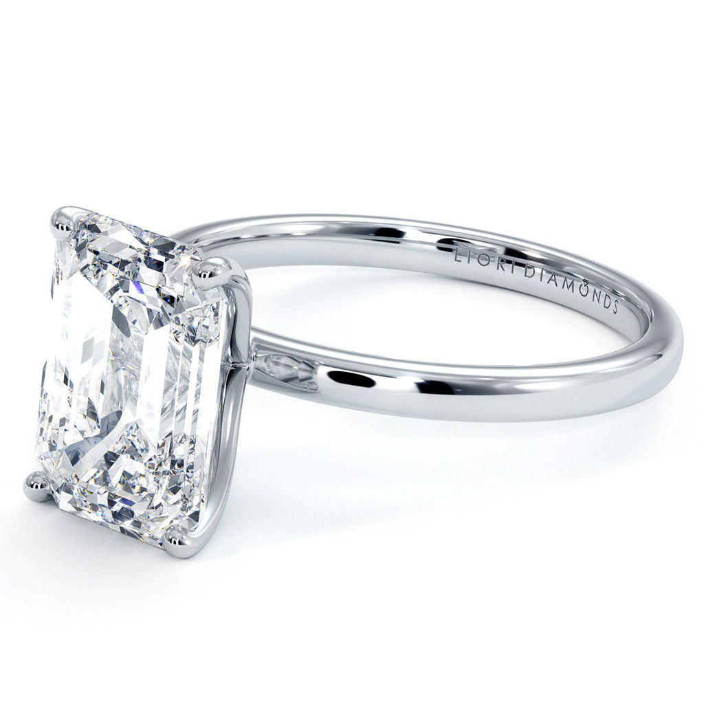 3 Carat Emerald Cut Petite Wire Basket Solitaire