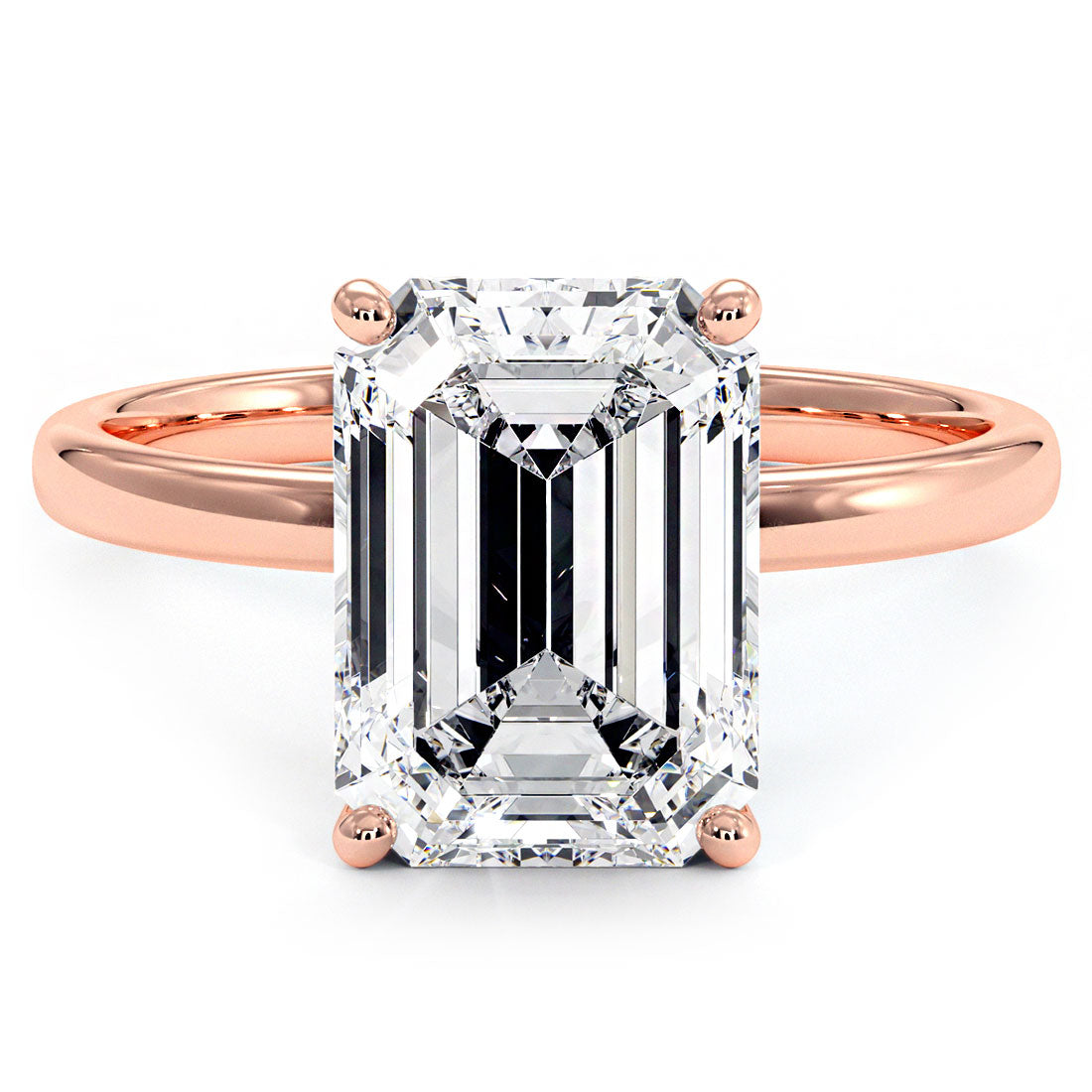 3 Carat Emerald Cut Petite Wire Basket Solitaire