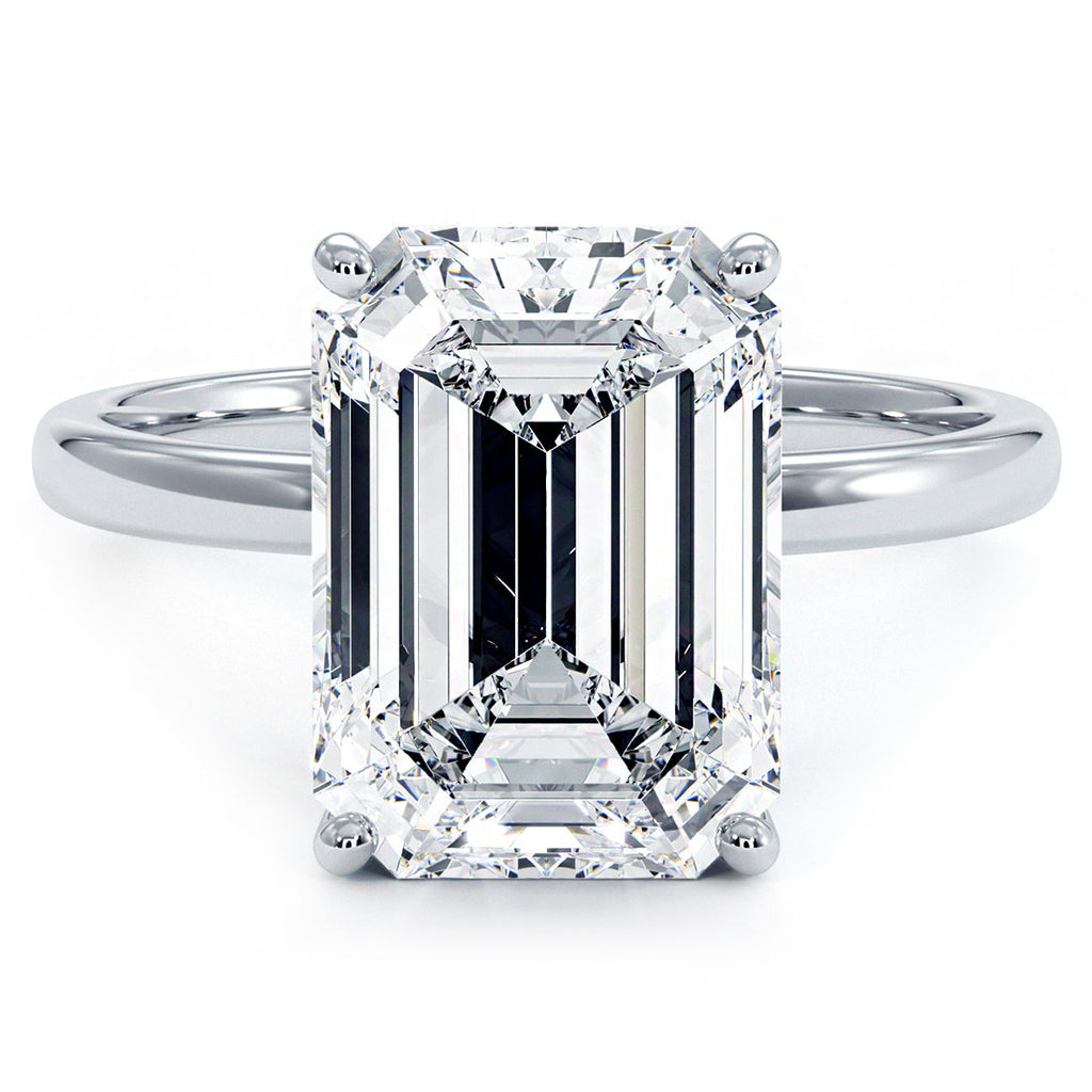 Emerald Cut Four Prong Low Profile Solitaire Lab Diamond Ring – S. Kind & Co