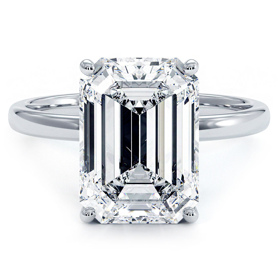 4 Carat Emerald Cut Petite Wire Basket Solitaire