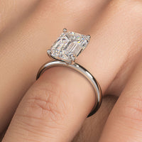 4 Carat Emerald Cut Petite Wire Basket Solitaire