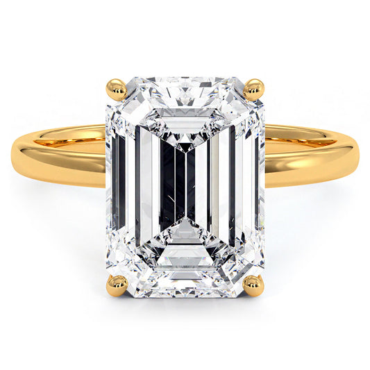 4 Carat Emerald Cut Petite Wire Basket Solitaire