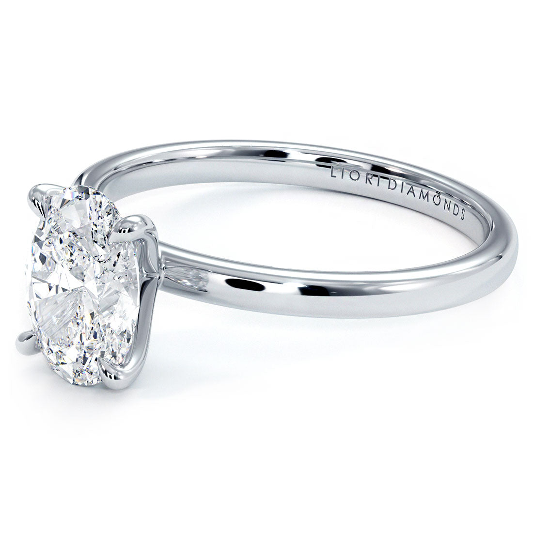 1.50ct GIA Certified Oval Cut Petite Wire Solitaire Lab Grown Diamond Engagement Ring set in 14k White Gold