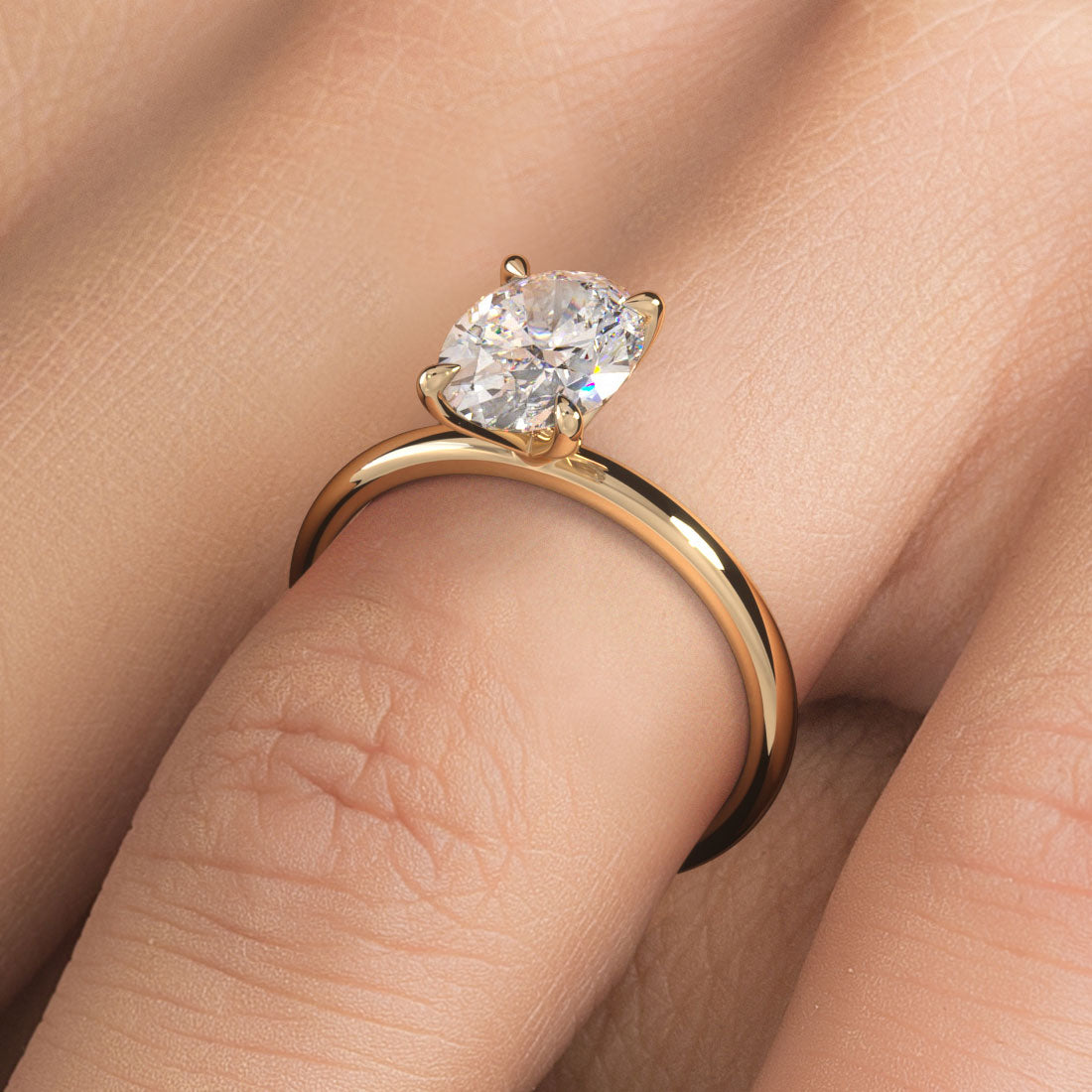 2 Carat Oval Cut Petite Wire Solitaire