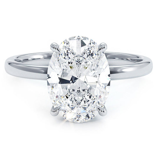 3 Carat Oval Cut Petite Wire Solitaire