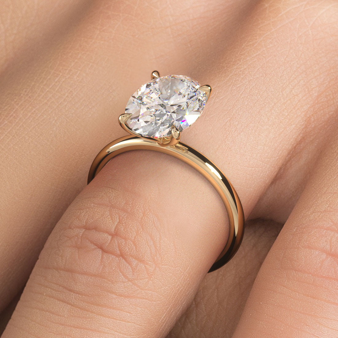 4 Carat Oval Cut Petite Wire Solitaire