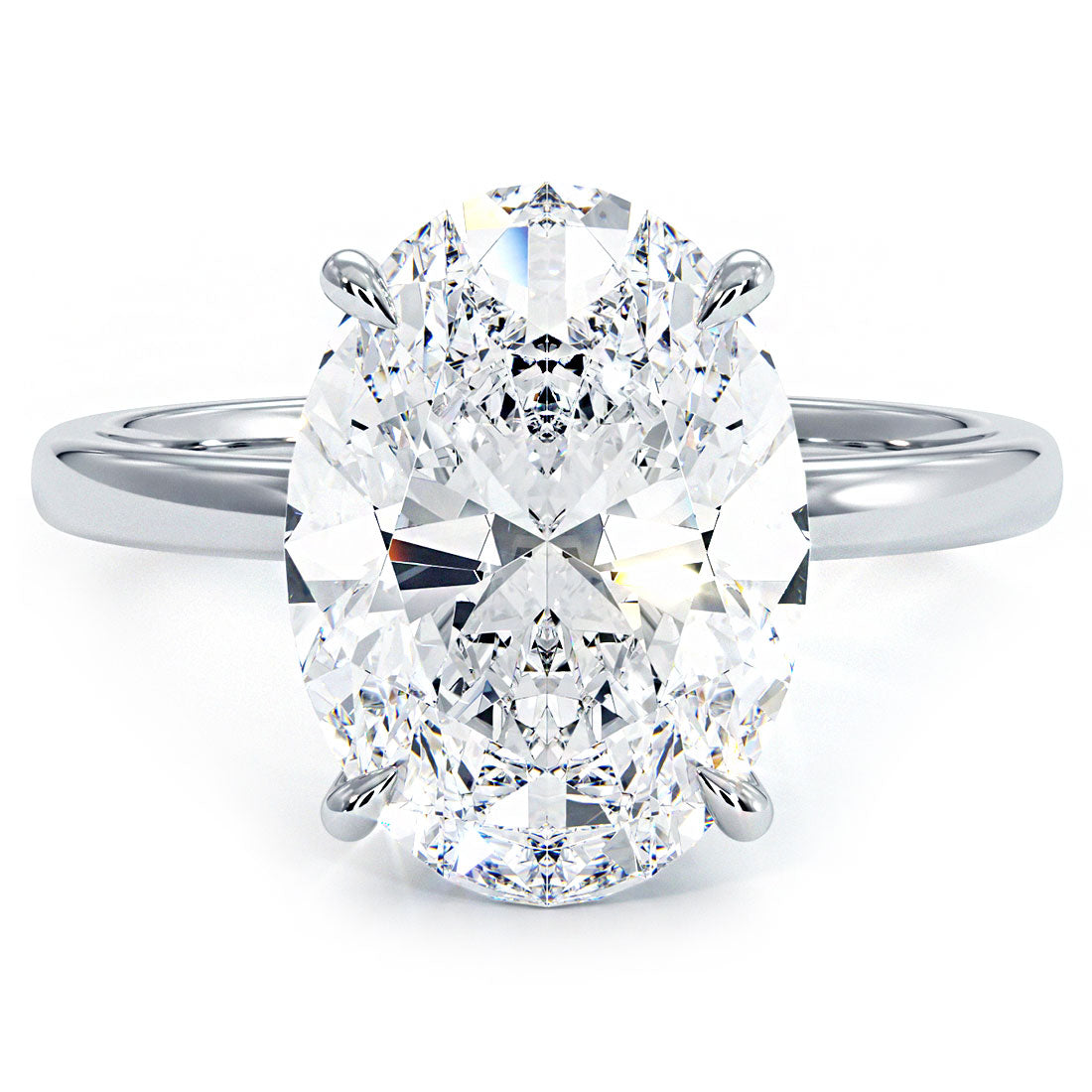 5 Carat Oval Cut Petite Wire Solitaire