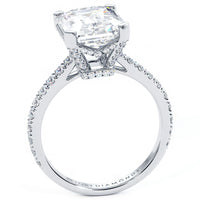 4.65ctw GIA Certified F-VS1 Emerald Petite Micro Prong Set Lab Grown Diamond Engagement Ring set in 18k White Gold