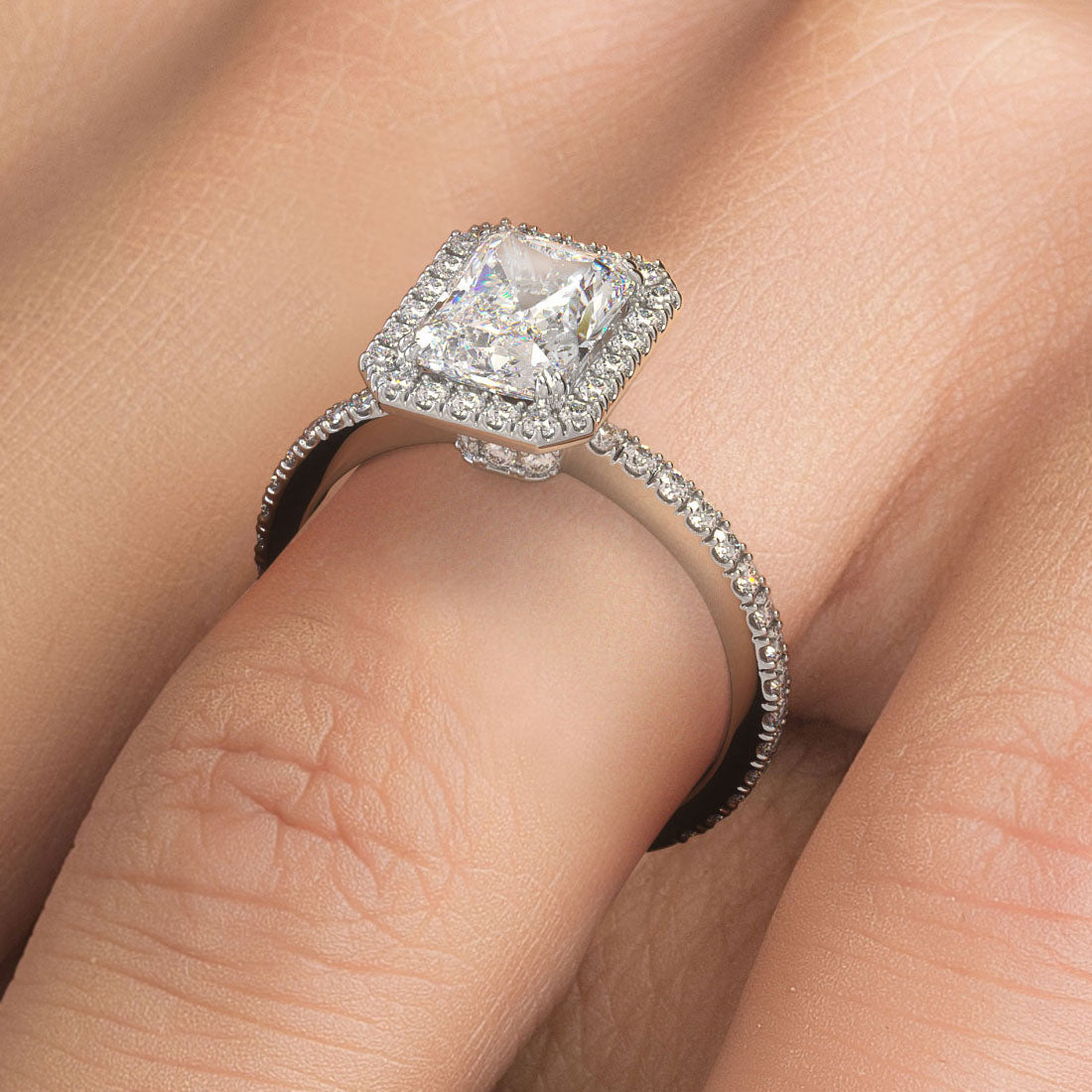 Carat Radiant Cut Halo Micropavé – Liori Diamonds - Main Image