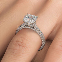 3 Carat Cushion Cut Trio Micropavé Under Halo