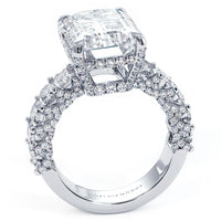 9.77ctw GIA Certified D-VVS2 Emerald Cut Micropavé Lucida Set Lab Grown Diamond Engagement Ring set in 14k White Gold
